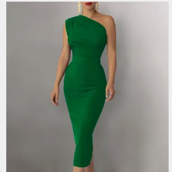 STYLEWE | Dresses | Stylewe Green One Shoulder Dress | Poshmark